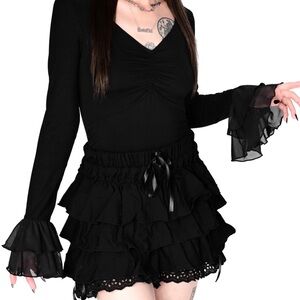Foxblood Collette Ruffle Sleeve Top